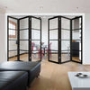 Six Folding Doors & Frame Kit - Soho 4 Pane 3+3 - Clear Glass - Black Primed