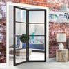 Two Folding Doors & Frame Kit - Soho 4 Pane 2+0 - Clear Glass - Black Primed