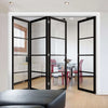 Four Folding Doors & Frame Kit - Soho 4 Pane 3+1 - Clear Glass - Black Primed