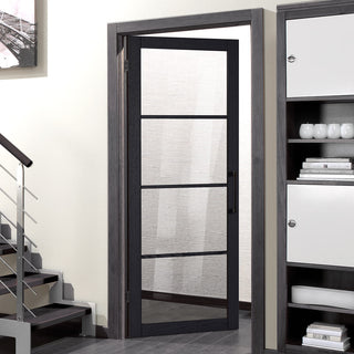 Image: Soho 4 Pane Charcoal Internal Door - Clear Glass - Prefinished