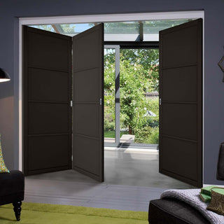 Image: Three Folding Doors & Frame Kit - Soho 4 Panel 2+1 - Black Primed