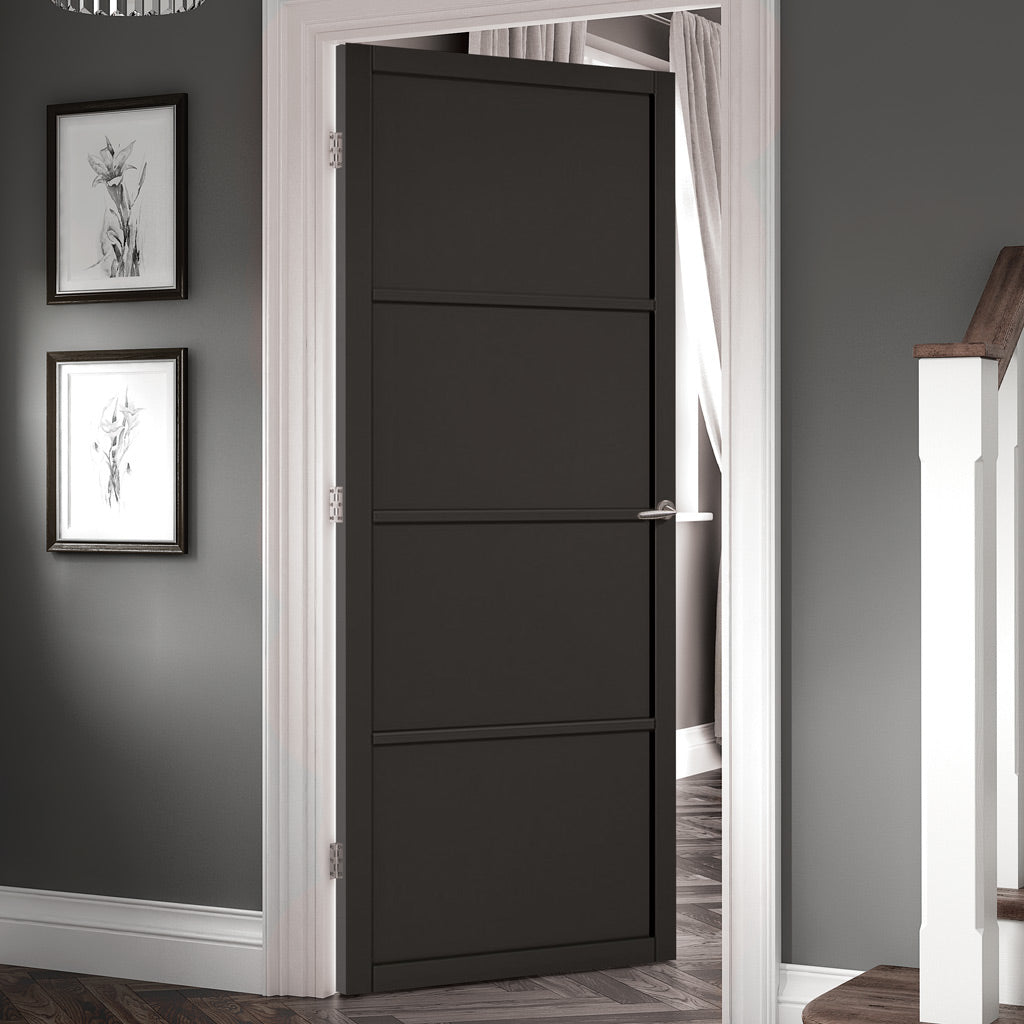 Soho 4 Panel Black Painted Internal Door - Prefinished