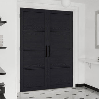 Image: Soho 4 Panel Charcoal Door Pair - Prefinished