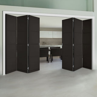 Image: Six Folding Doors & Frame Kit - Soho 4 Panel 3+3 - Black Primed