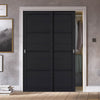 Two Sliding Maximal Wardrobe Doors & Frame Kit - Soho 4 Panel Charcoal Door - Prefinished