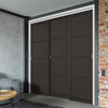 Three Sliding Wardrobe Doors & Frame Kit - Soho 4 Panel Door - Black Primed