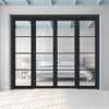 ThruEasi Room Divider - Soho 4 Pane Charcoal Clear Glass - Prefinished Double Doors with Double Sides