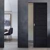 Soho 4 Panel Charcoal Absolute Evokit Single Pocket Door - Prefinished