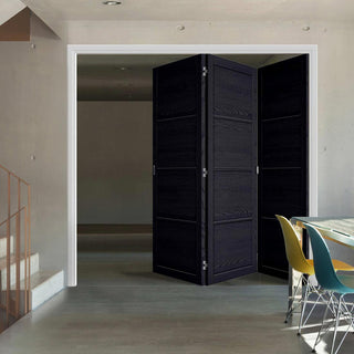 Image: Three Folding Doors & Frame Kit - Soho 4 Panel Charcoal 3+0 - Prefinished