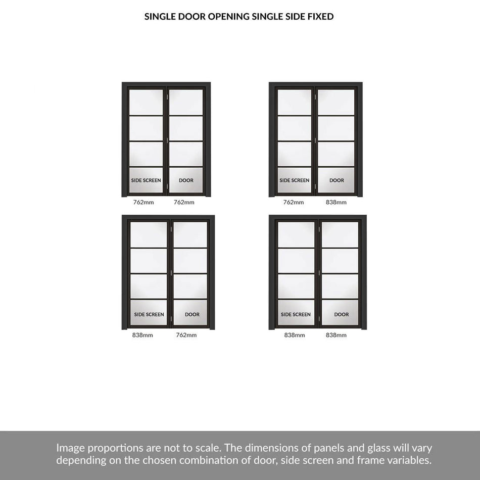 Room Divider - Soho 4 Pane Black Clear Glass Prefinished Door with Sin ...