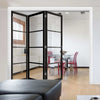 Three Folding Doors & Frame Kit - Soho 4 Pane 3+0 - Clear Glass - Black Primed