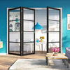 Three Folding Doors & Frame Kit - Soho 4 Pane 2+1 - Clear Glass - Black Primed