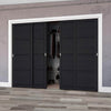 Four Sliding Maximal Wardrobe Doors & Frame Kit - Soho 4 Panel Charcoal Door - Prefinished