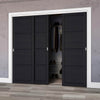 Three Sliding Maximal Wardrobe Doors & Frame Kit - Soho 4 Panel Charcoal Door - Prefinished