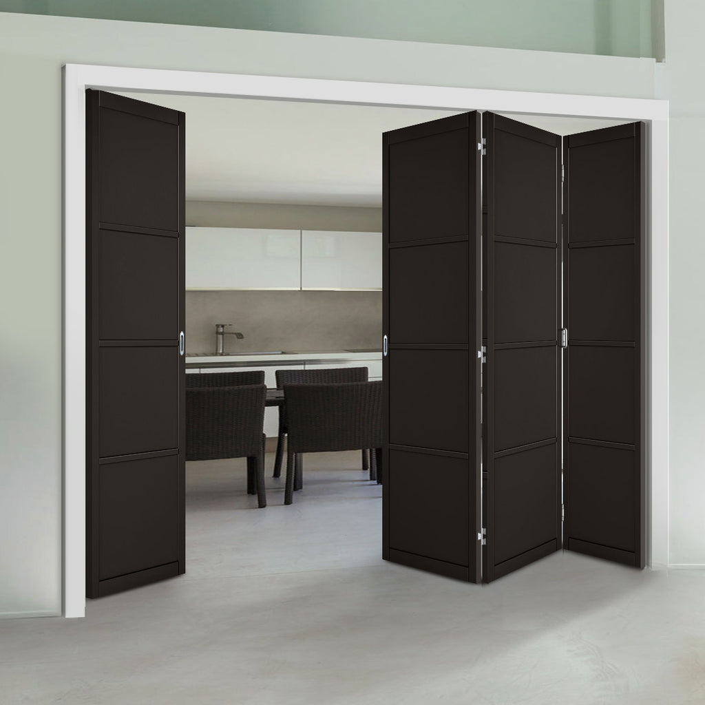 Four Folding Doors & Frame Kit - Soho 4 Panel 3+1 - Black Painted - Pr