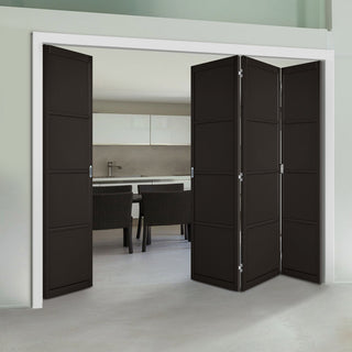 Image: Four Folding Doors & Frame Kit - Soho 4 Panel 3+1 - Black Primed