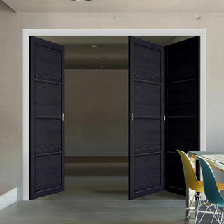 Image: Three Folding Doors & Frame Kit - Soho 4 Panel Charcoal 2+1 - Prefinished