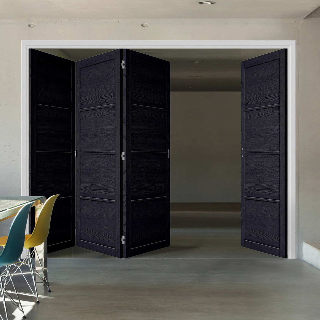 Four Folding Doors & Frame Kit - Soho 4 Panel Charcoal 3+1 - Prefinished