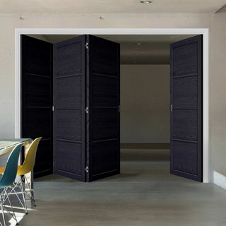 Image: Four Folding Doors & Frame Kit - Soho 4 Panel Charcoal 3+1 - Prefinished