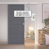 Single Sliding Door & Wall Track - Soho 4 Panel Charcoal Door - Prefinished