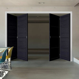 Image: Four Folding Doors & Frame Kit - Soho 4 Panel Charcoal 2+2 - Prefinished