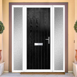 Image: Cottage Style Solid Composite Front Door Set with Double Side Screen - Shown in Black