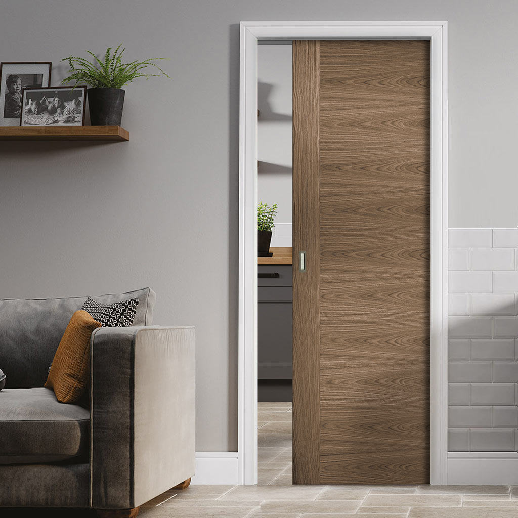 Sofia Walnut Veneer Evokit Pocket Fire Door - 30 Minute Fire Rated - Prefinished