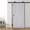 Top Mounted Black Sliding Track & Door - Sorrento Prefinished Light Grey Ash Door