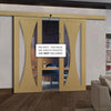 Double Sliding Door & Wall Track - Sorrento Oak Door - Clear Glass - Prefinished