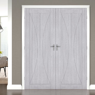 Image: Bespoke Sorrento Light Grey Ash Fire Internal Door Pair - 1/2 Hour Fire Rated - Prefinished