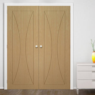 Image: Bespoke Sorrento Oak Fire Internal Door Pair - 1/2 Hour Fire Rated - Prefinished