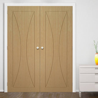 Image: Sorrento Oak Fire Internal Door Pair - 1/2 Hour Fire Rated - Prefinished