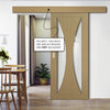 Single Sliding Door & Wall Track - Sorrento Oak Door - Clear Glass - Prefinished