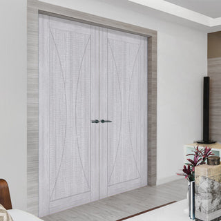 Image: Sorrento Prefinished Light Grey Ash Internal Door Pair
