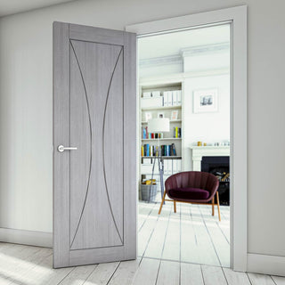 Image: Sorrento Light Grey Ash Fire Door - 1/2 Hour Fire Rated - Prefinished