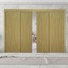 Pass-Easi Four Sliding Doors and Frame Kit - Sorrento Oak Flush Door - Prefinished