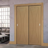 Two Sliding Maximal Wardrobe Doors & Frame Kit - Sorrento Oak Flush Door - Prefinished