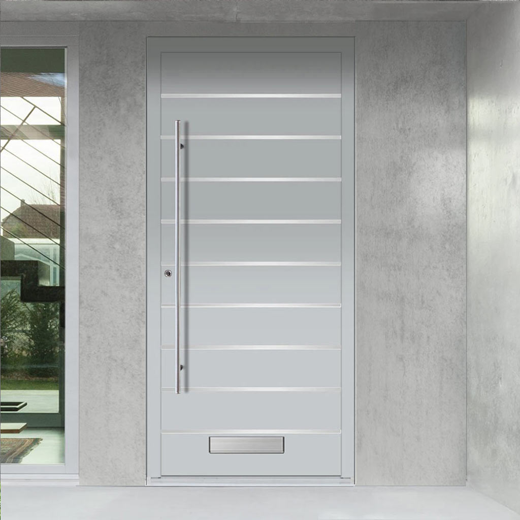 External ThruSafe Aluminium Front Door - 1641 Stainless Steel Solid - 7 Colour Options