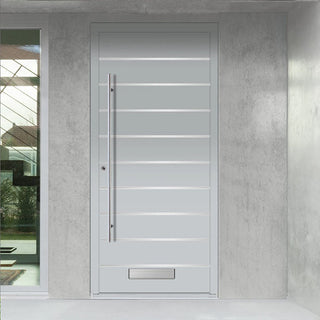 Image: External ThruSafe Aluminium Front Door - 1641 Stainless Steel Solid - 7 Colour Options