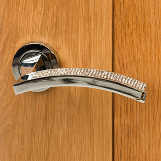 Image: Senza Pari Crystal Lever on Round Rose CR - Polished Chrome