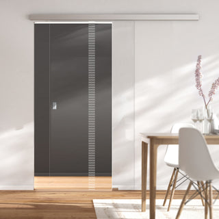 Image: Single Glass Sliding Door - Spott 8mm Clear Glass - Obscure Printed Design - Planeo 60 Pro Kit