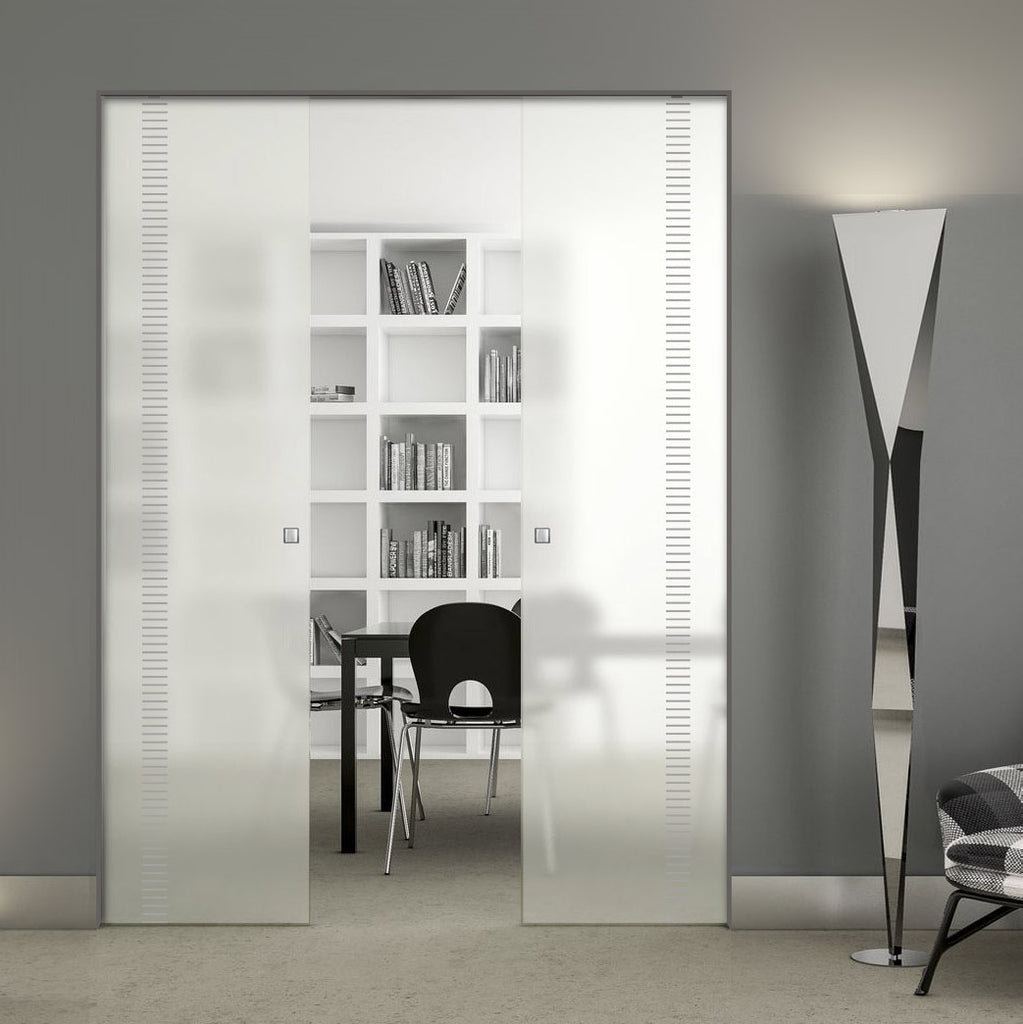 Spott 8mm Obscure Glass - Obscure Printed Design - Double Absolute Pocket Door