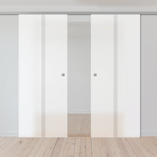 Image: Double Glass Sliding Door - Spott 8mm Obscure Glass - Clear Printed Design - Planeo 60 Pro Kit