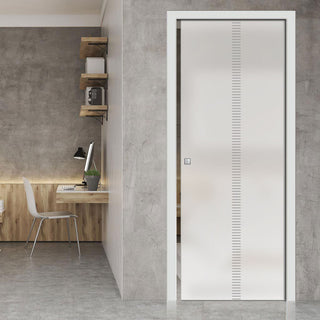 Image: Spott 8mm Obscure Glass - Obscure Printed Design - Single Evokit Glass Pocket Door