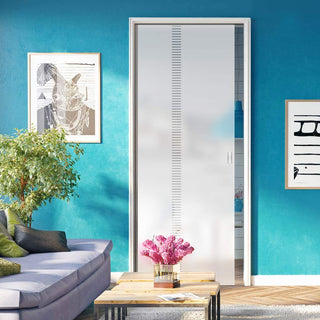 Image: Spott 8mm Obscure Glass - Clear Printed Design - Single Evokit Glass Pocket Door