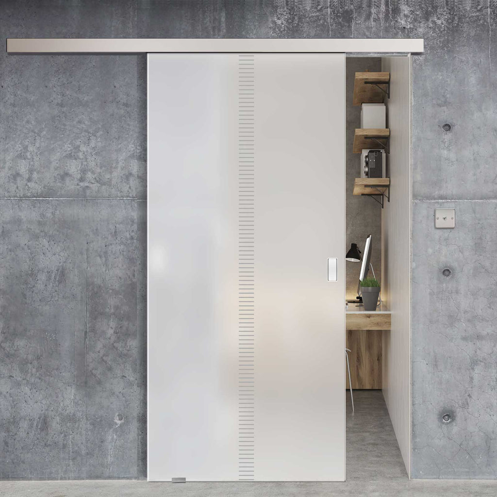 Single Glass Sliding Door - Spott 8mm Obscure Glass - Obscure Printed Design - Planeo 60 Pro Kit