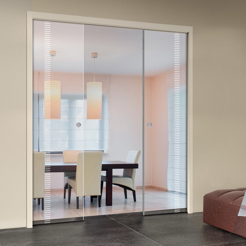 Spott 8mm Clear Glass - Obscure Printed Design - Double Evokit Pocket Door