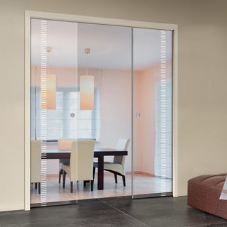 Image: Spott 8mm Clear Glass - Obscure Printed Design - Double Evokit Pocket Door