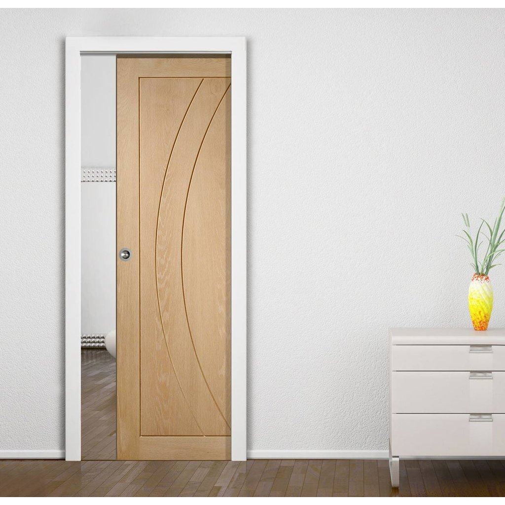 Salerno Oak Flush Single Evokit Pocket Door - Prefinished