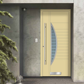 Image: External ThruSafe Aluminium Front Door - 1762 CNC Grooves & Stainless Steel - 7 Colour Options